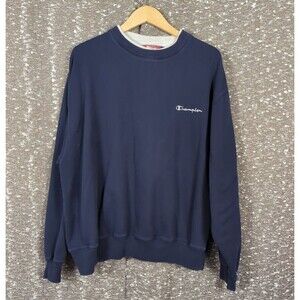 Vintage Champion‎ Crewneck Pullover Navy Blue Sweatshirt Men's Large